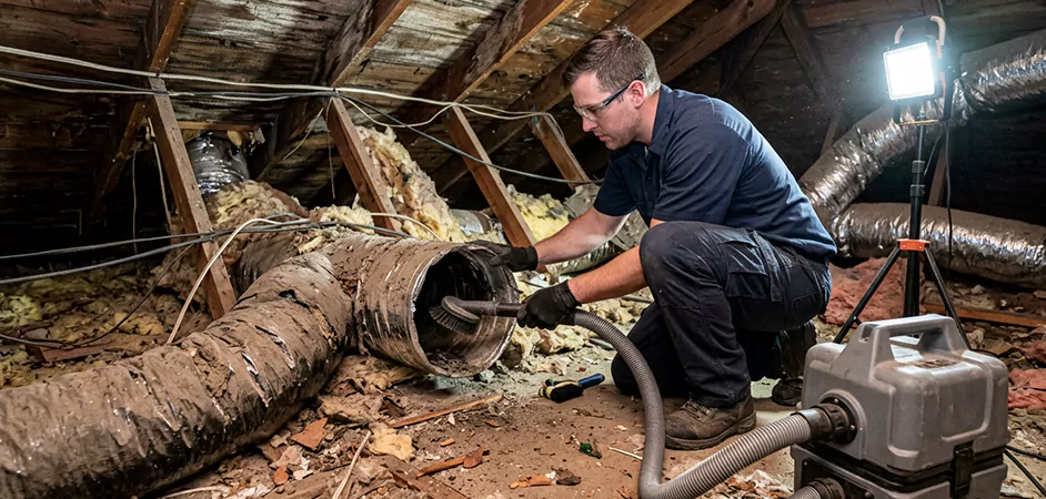 Storm-Damaged Attic Duct Cleaning in Temple