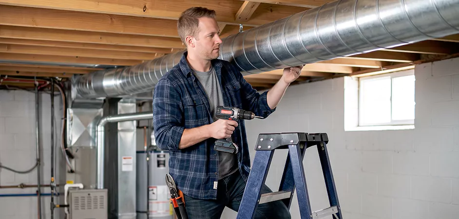 Exposed Spiral Ductwork in Temple